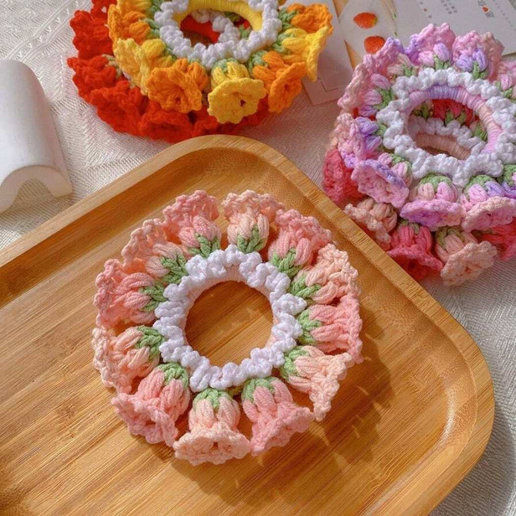 Crochet Blossom Scrunchie
