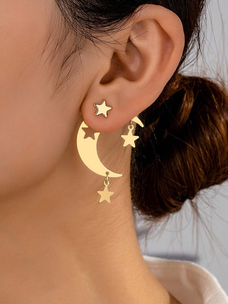 Twinkle Crescent Front-Back Studs