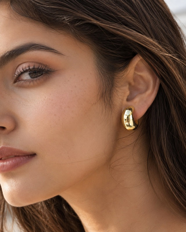 Gold Bean Hoops