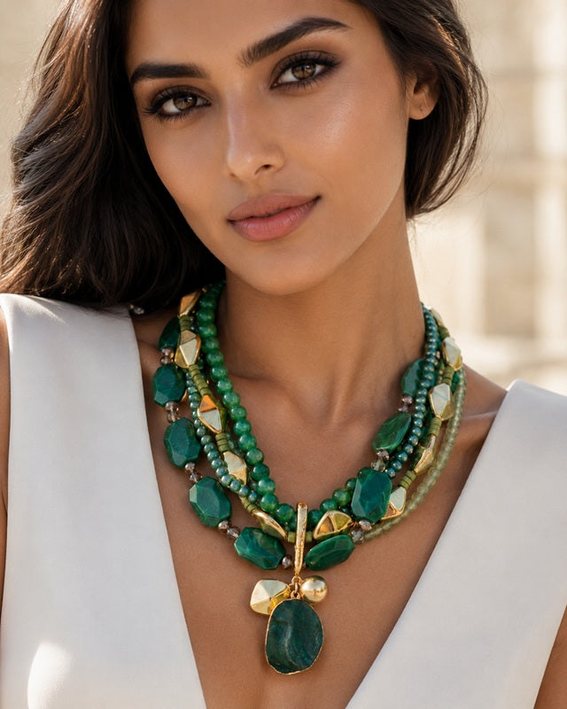 Sage & Gold Energy Layered Necklace