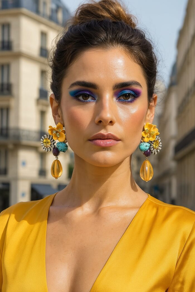 Carnival Bloom Beaded Drop Danglers