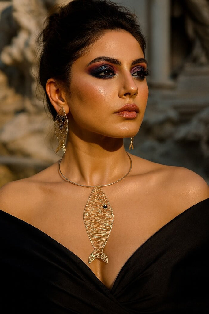 Fishbone Collar Necklace Set