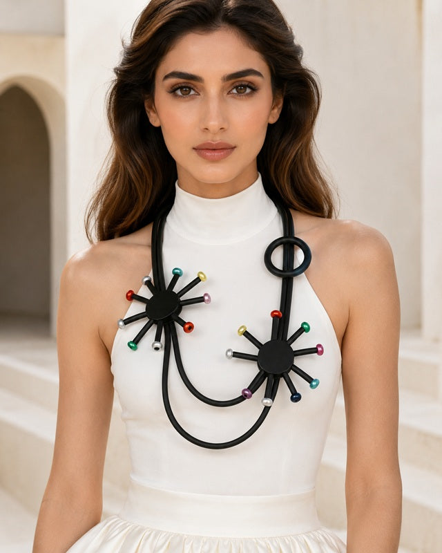 Spike Pop Asymmetric Loop Necklace