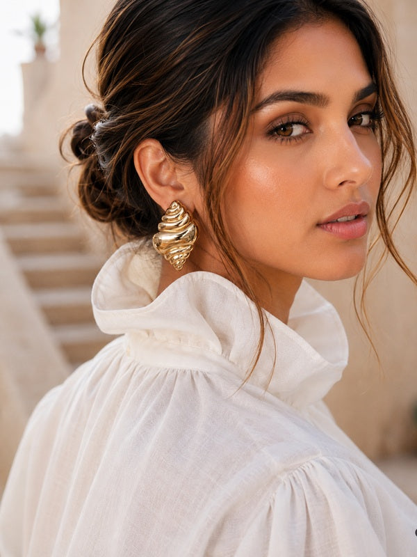 Golden Swirl Shell Studs