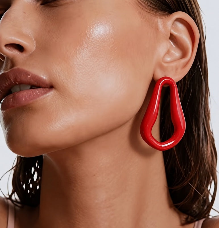 Crimson Scribble Hoops