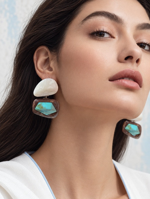 Aqua Pop Pebble Earrings