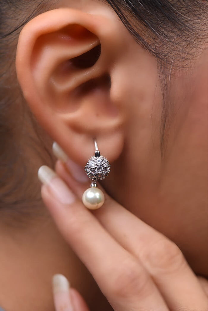 Sparkling Pearl Drop Earrings