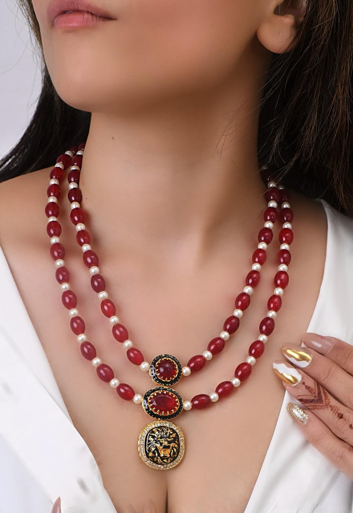 Layered Pearl and Crystal Neckalce