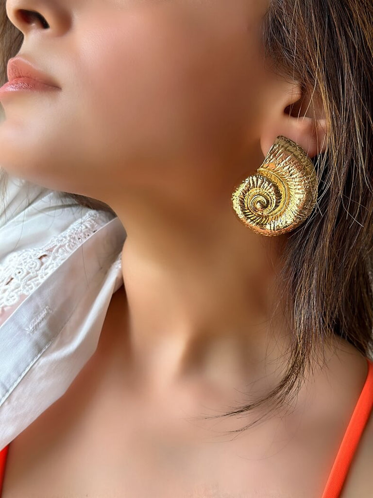 Golden Spiral Shell Studs