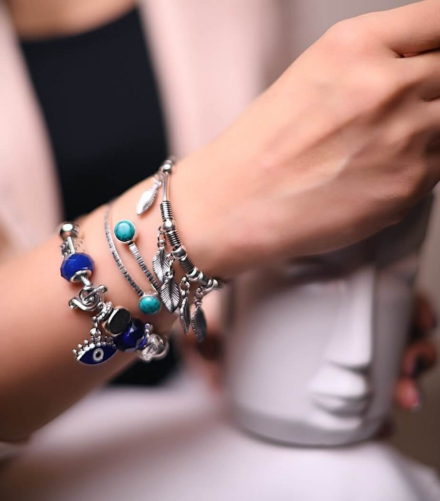 Turkish Evil Eye & Floral Charms Stackables