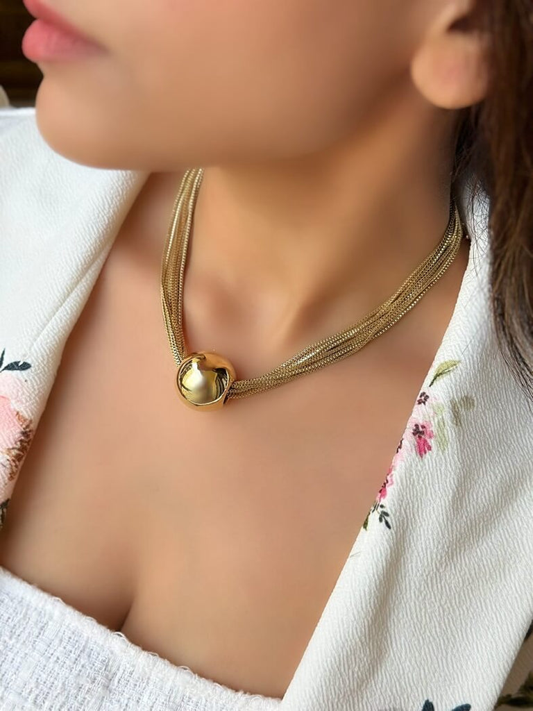 Golden Orbit Collar Necklace