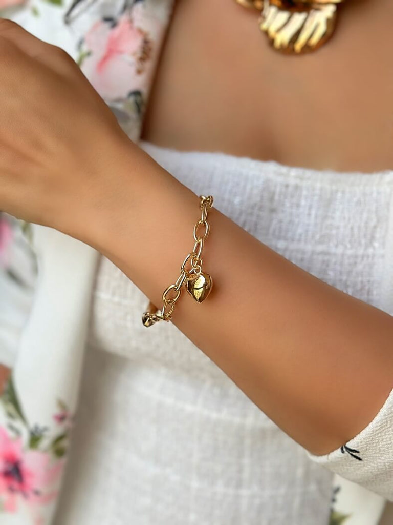 Golden Heartbeat Charm Bracelet