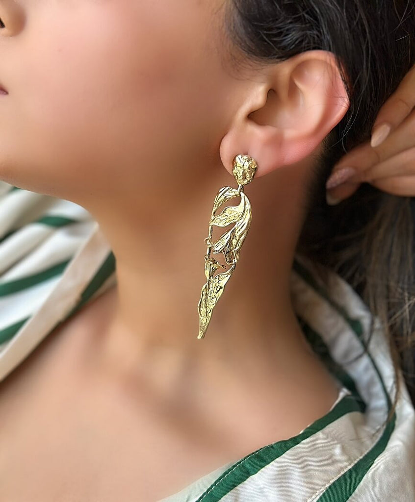 Golden Leaf Whisper Earrings