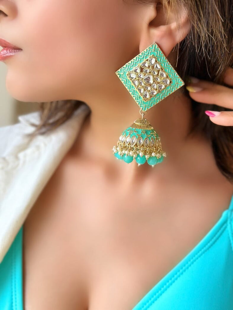 Regal Turquoise Jhumkis