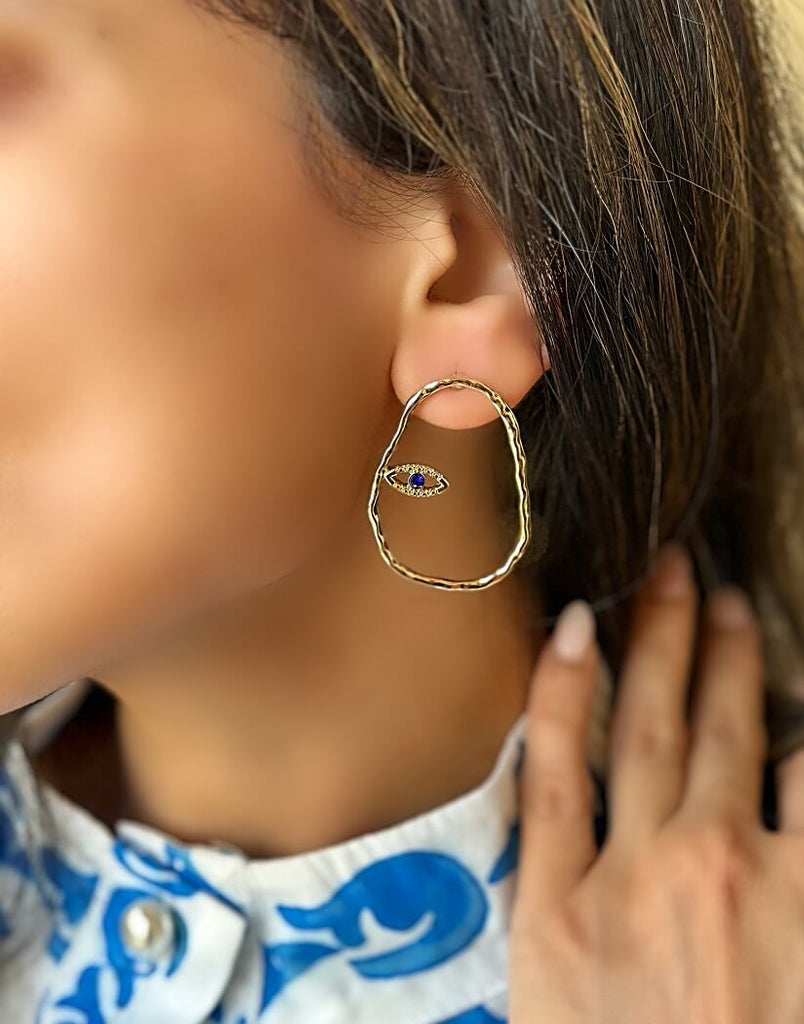 Crystal Evil Eye Macro Studs