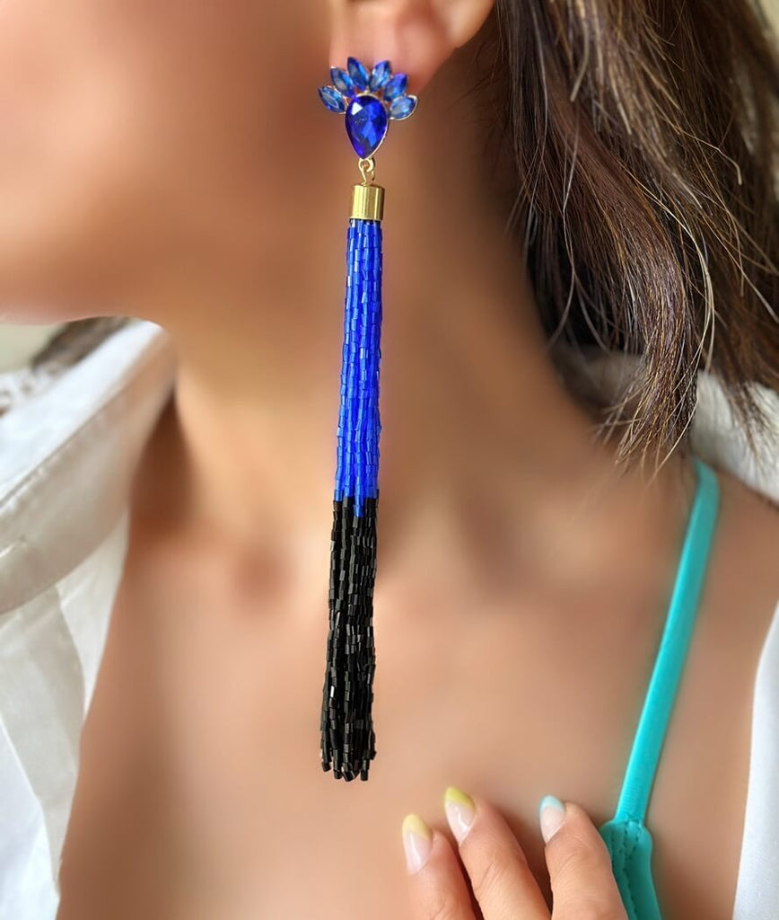 Cascade Crystal Tassel Earrings