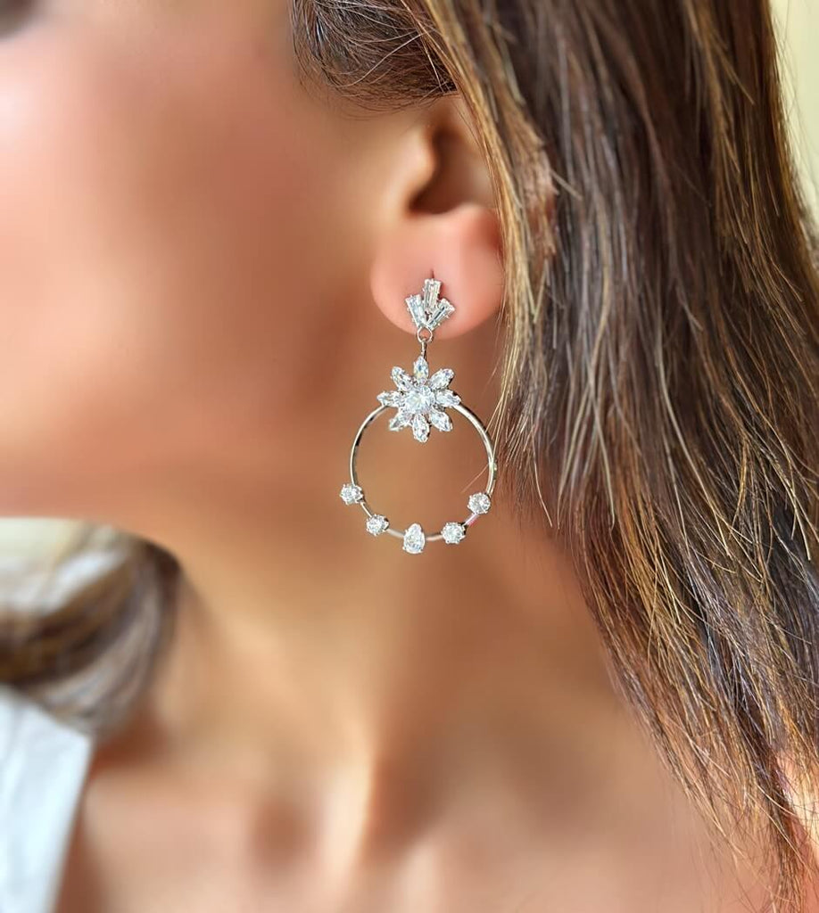 Celestial Halo Crystal Hoop Earrings