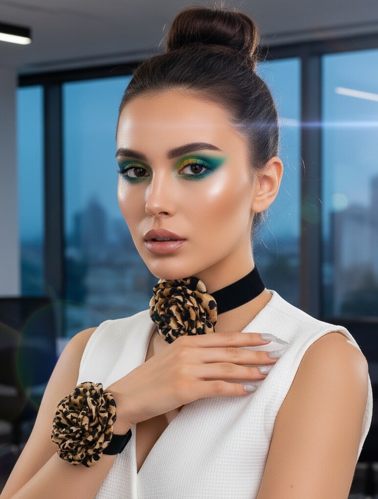 Leopard Print Choker and Bracelet Set