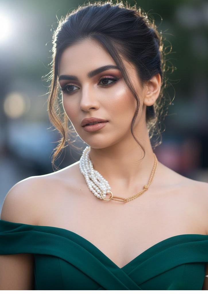 Chunky Pearl & Thick Twist Chain Choker
