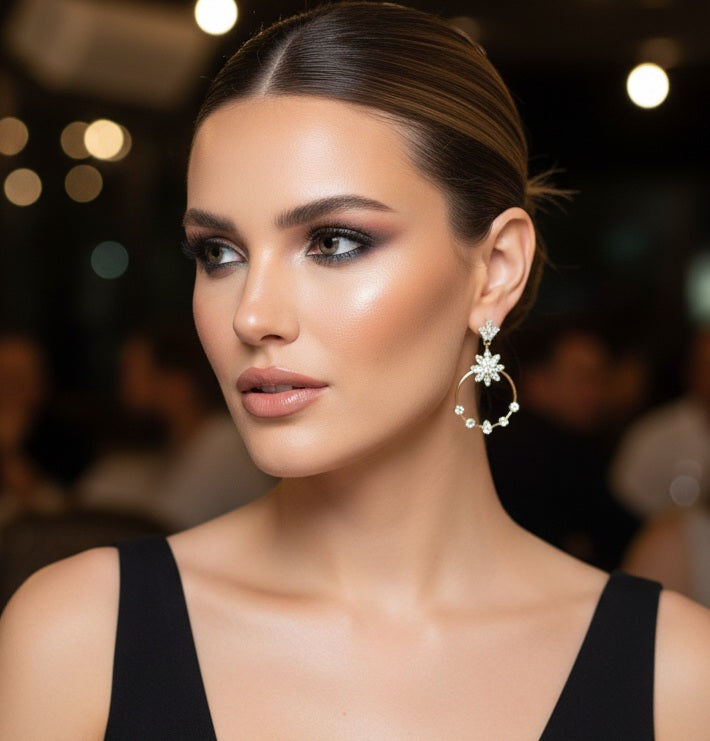 Celestial Halo Crystal Hoop Earrings
