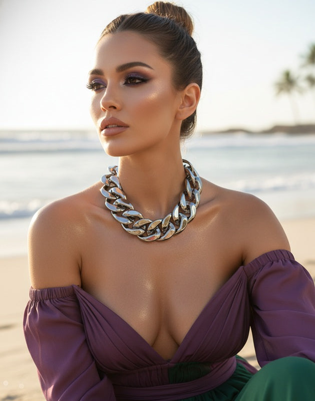 Knotted Curbchain Statements - Rhodium