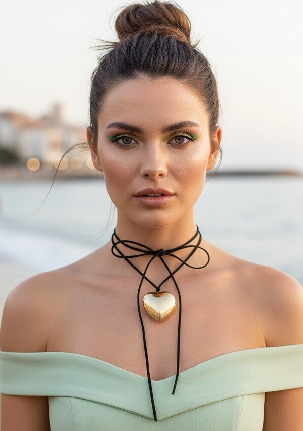 Golden Heart Tie Choker