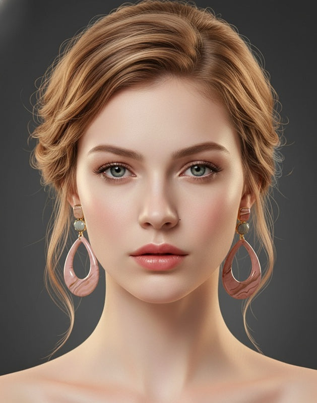 Pink Marble Tear Drop Dangles