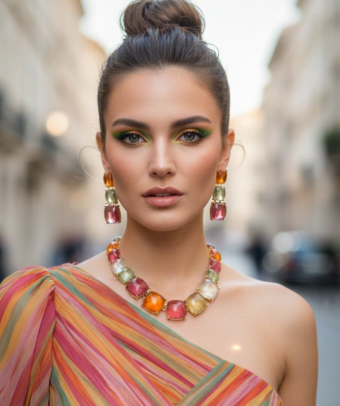 Chunky Colourful Beaded Necklace Set