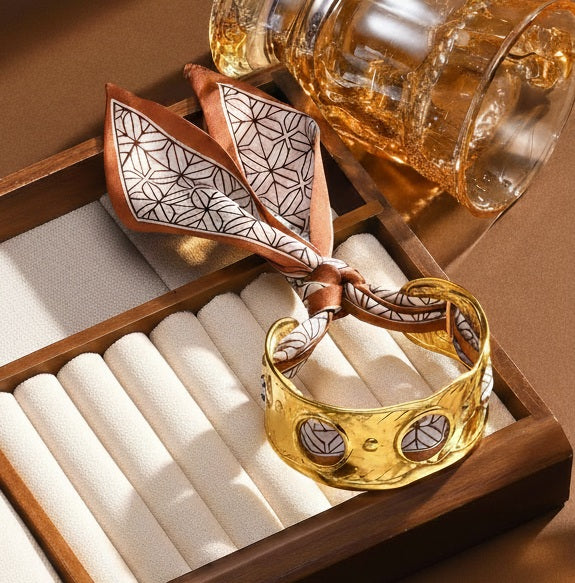 Mocha Geometry Tie Cuff