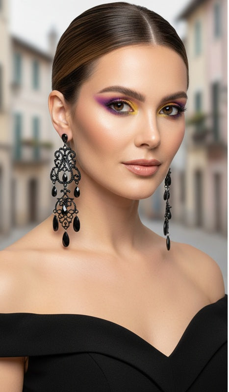 Midnight Lace Drop Earrings