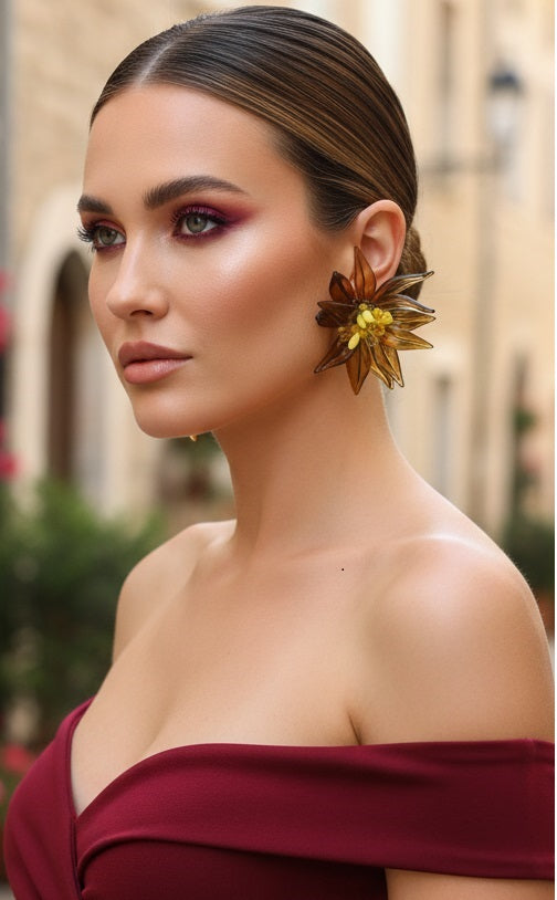 Amber Bloom Sunburst Studs