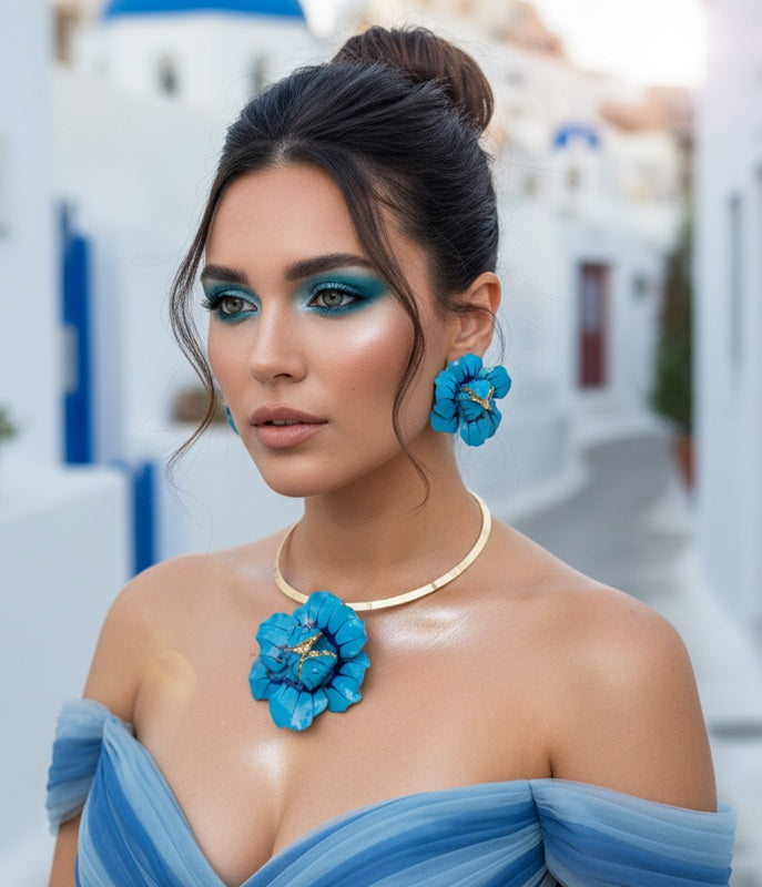 Lagoon Bloom Choker & Earring Set