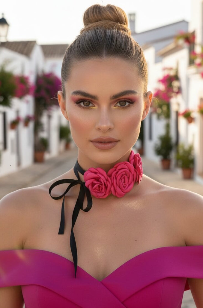 Velvet Noir Bloom Choker