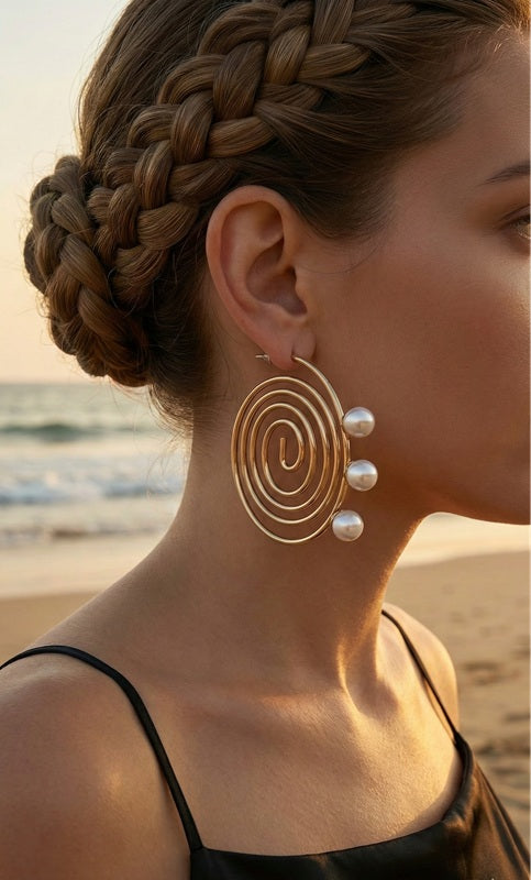 Galaxy Pearl Spiral Hoops