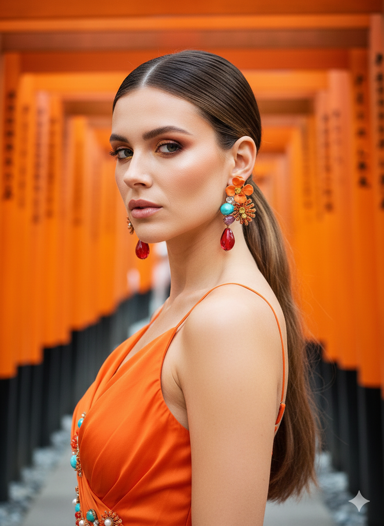 Carnival Bloom Beaded Drop Danglers