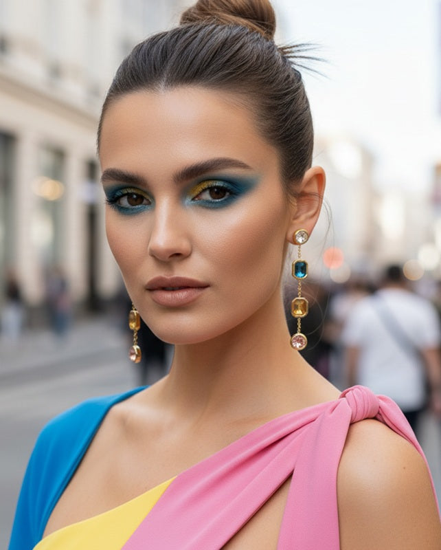 Rainbow Drop Chain Earrings