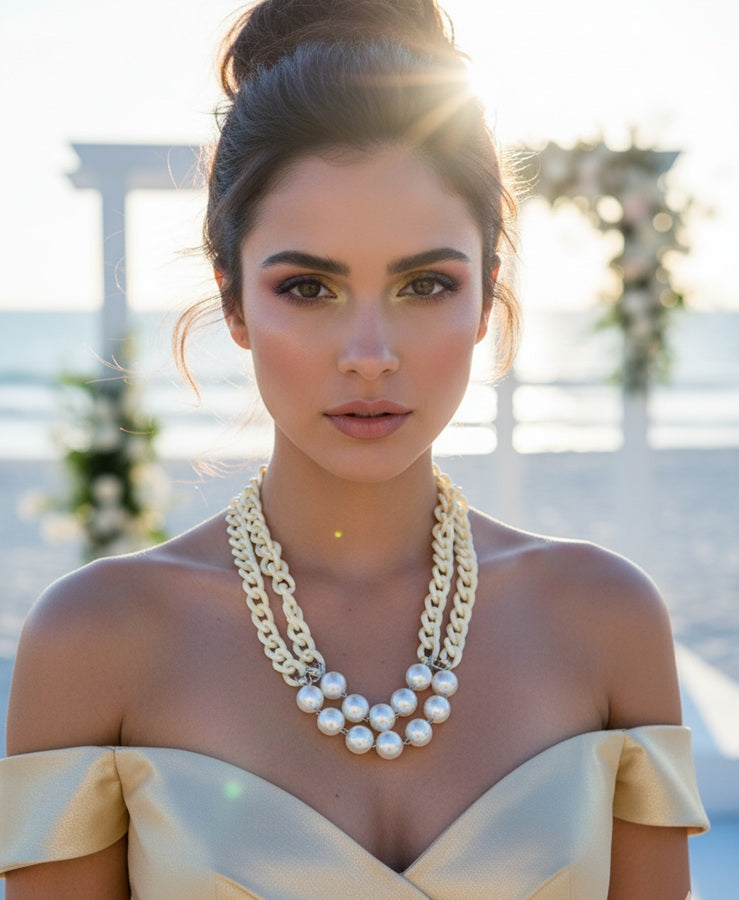 Cream Pearl Crush Necklace