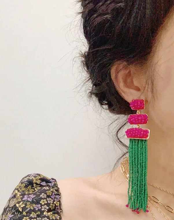 Raspberry Rain Tassel Chandeliers