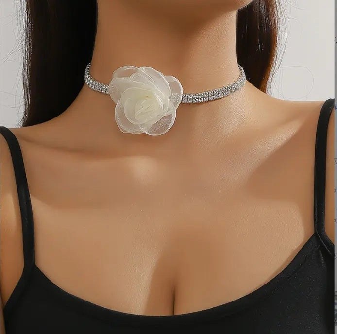 Rhinestone Rose Chokers