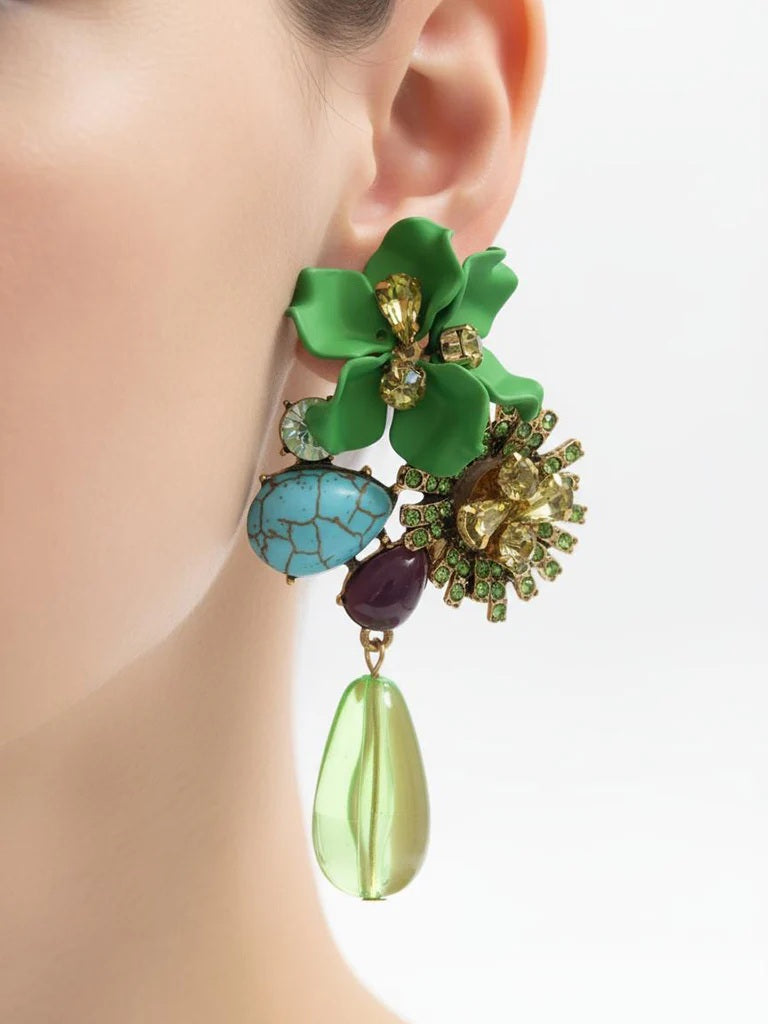 Carnival Bloom Beaded Drop Danglers