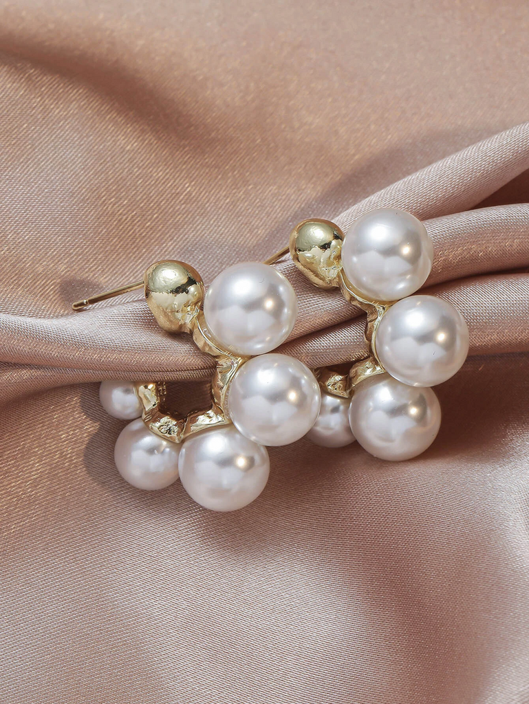 Lustrous Pearl Cluster Hoops