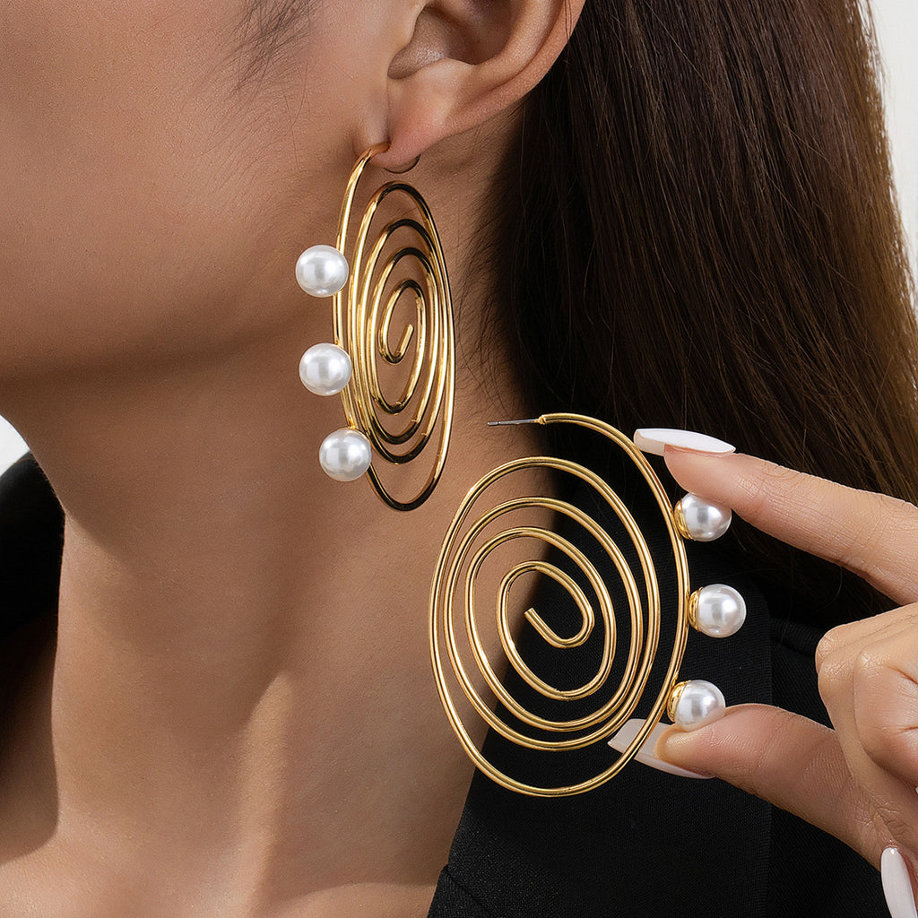 Galaxy Pearl Spiral Hoops