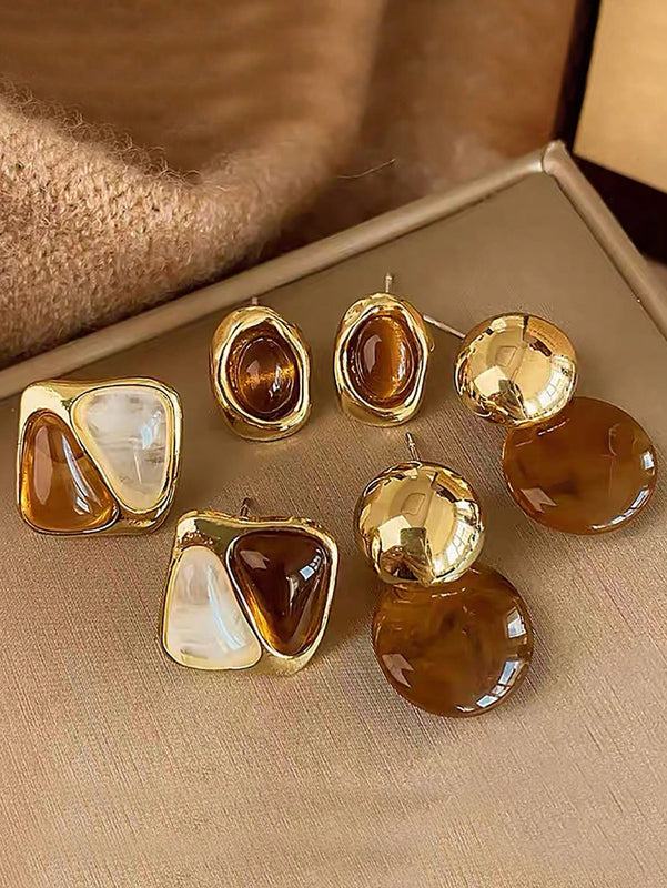 Mocha Melt Studs - Set of 3 Pairs