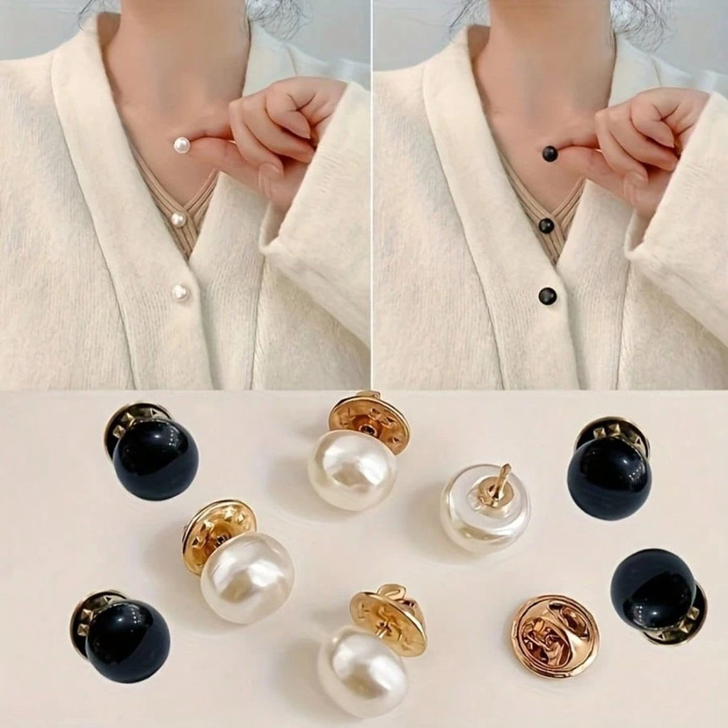 Pearl Pop Cinch Pins for Plunging Necklines - White - Set of 5